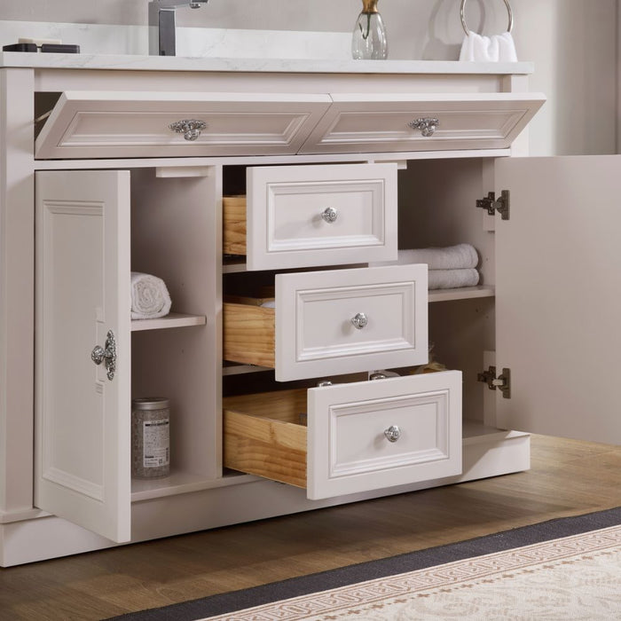 48" White Solid Wood Single Sink Vanity Viveka with Undermount Basin & Soft-Close Drawers
