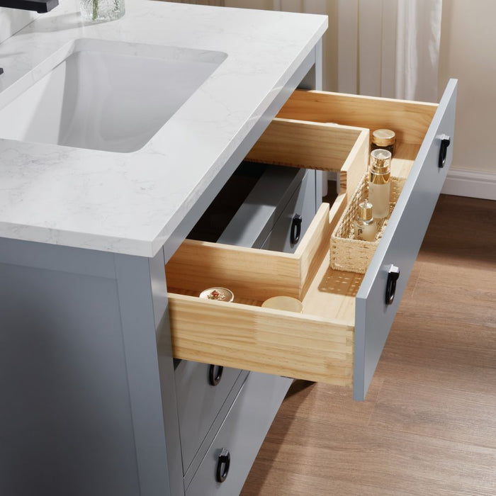 Vallis 36" Cadet Finish Solid Wood Bathroom Vanity with Artificial Stone Top - Classic Collection Single Sink
