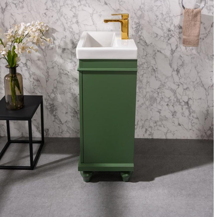 Bellamy 18" Green White Ceramic Sink Vanity – Compact Single Faucet Hole Design