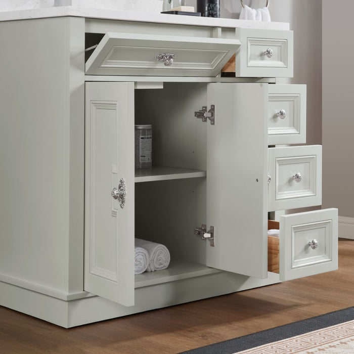 Vali 36" Silver Strand Finish Solid Wood Sink Vanity With 1" Artificial Stone Top