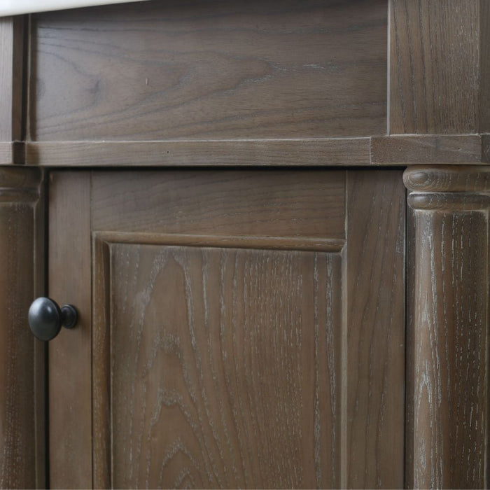Belvoir 18" Weathered Gray Wood Bathroom Vanity – Space-Saving Design with Integrated White Porcelain Sink