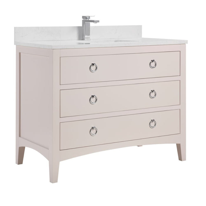 Spuma 42" Freestanding Sink Vanity in White – Solid Wood Base & Artificial Stone Countertop