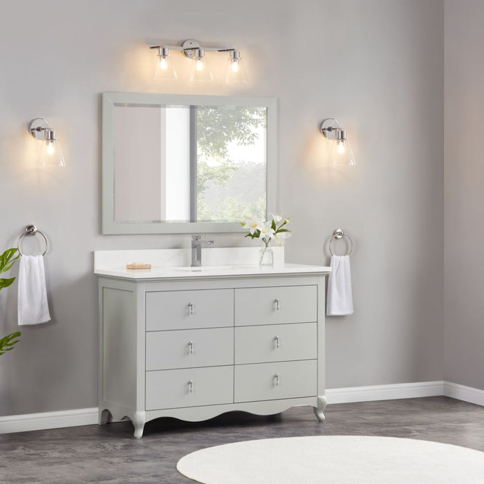 48" Silver Strand Finish Solid Wood Sink Vanity With 1" Artificial Stone Top