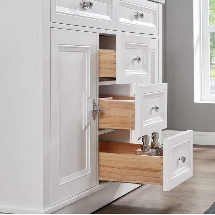 Mistral 48" White Solid Wood Vanity with Artificial Stone Top, Undermount Sink & 5 Dovetail Drawers