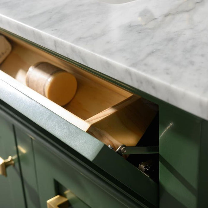 Caribou 36" Green Carrara Marble Bathroom Vanity Cabinet with Ceramic Sink & Storage