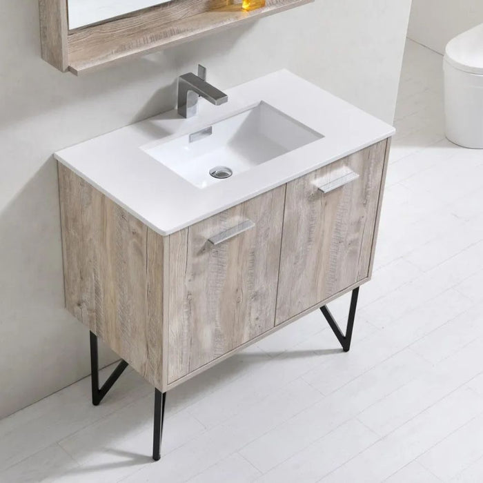 Regius 36" Modern Bathroom Vanity Set with Quartz Top and Mirror - Undermount Sink with Soft-Close Hardware