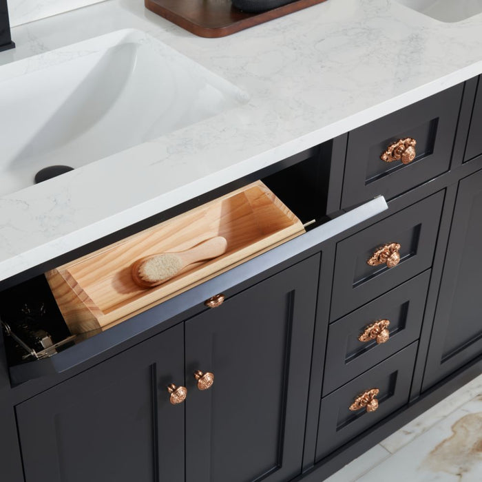 Raurey 60" Tricorn Black Single Sink Vanity with Stone Top & Soft-Close Drawers