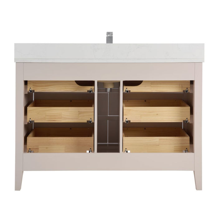 Winda 48" White Bathroom Sink Vanity – Solid Wood Base & Artificial Stone Counter