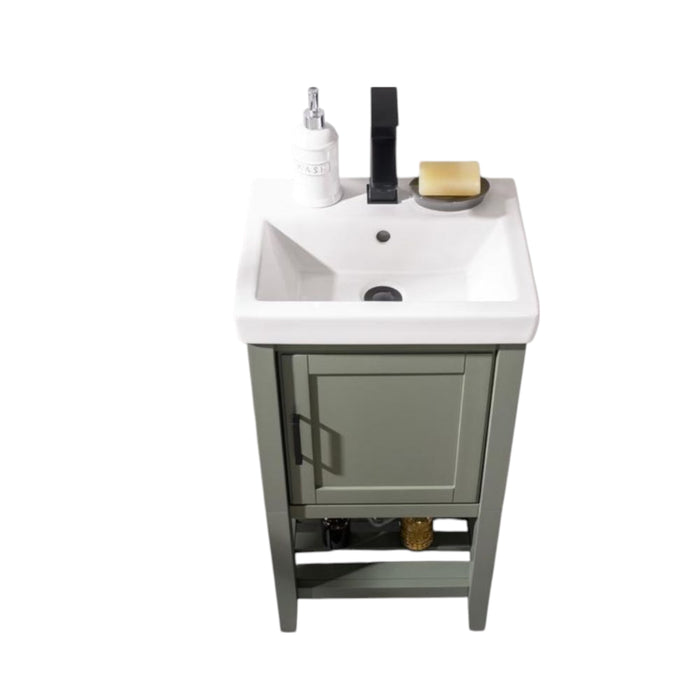 Aster 18" Pewter Green Ceramic Bathroom Vanity - Single Sink with White Top
