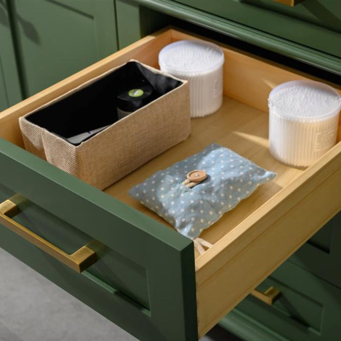 Nouria 80" Vogue Green Double Single Sink Vanity Cabinet With Carrara White Quartz