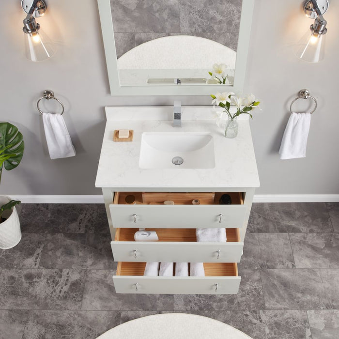 Kari 36" Vanity in Silver Finish – Solid Wood with Artificial Stone Countertop