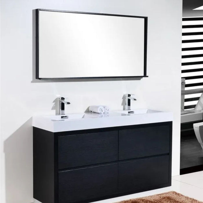 Bliss 60" Double  Sink Black Free Standing Modern Bathroom Vanity