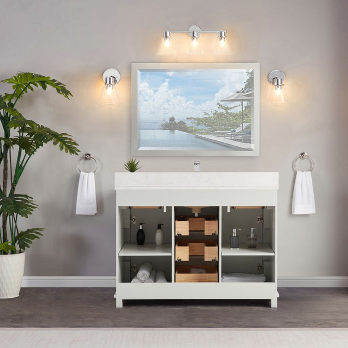 Oreille 48" Silver Strand Finish Bathroom Vanity Set with 1" Stone Countertop & Soft Close Hardware