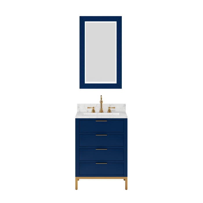 24 Inch Marble Countertop Bath Vanity Jorin Monarch Blue Freestanding with Undermount Sink & Mirror
