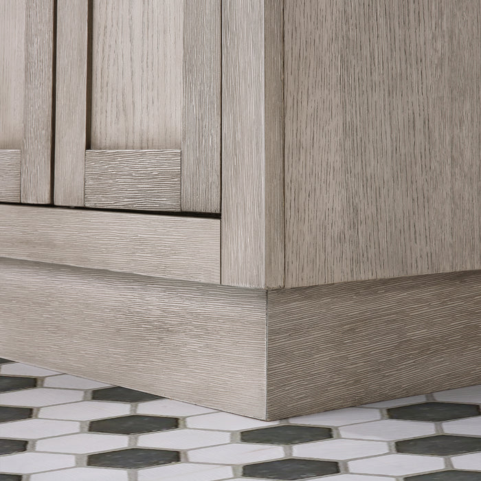 24 Inch Lyric Single Sink Grey Oak Vanity Mid-Century Modern White Marble Countertop with Mirror & Faucets