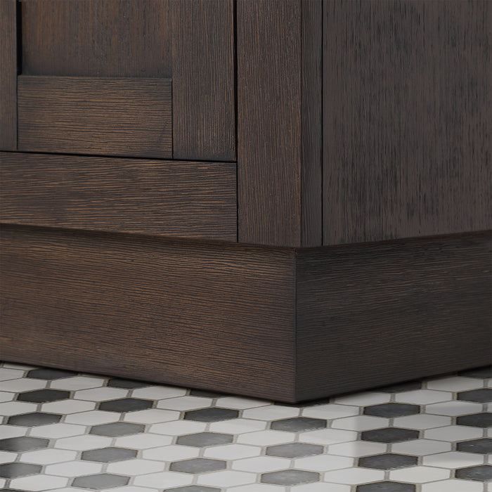 24" Lorna Brown Oak Bathroom Vanity with Marble Countertop, Gold Hardware & Mirror Set