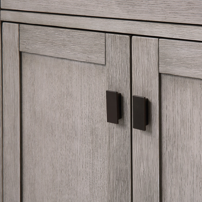 Muse 30 Inch Single Sink Bathroom Vanity Grey Oak Finish with Carrara Marble Oil Rubbed Bronze Hardware and Mirror