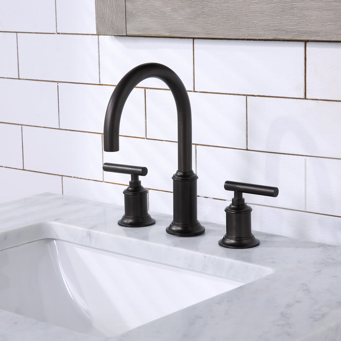 Muse 30 Inch Single Sink Bathroom Vanity Grey Oak Finish with Carrara Marble Oil Rubbed Bronze Hardware and Mirror