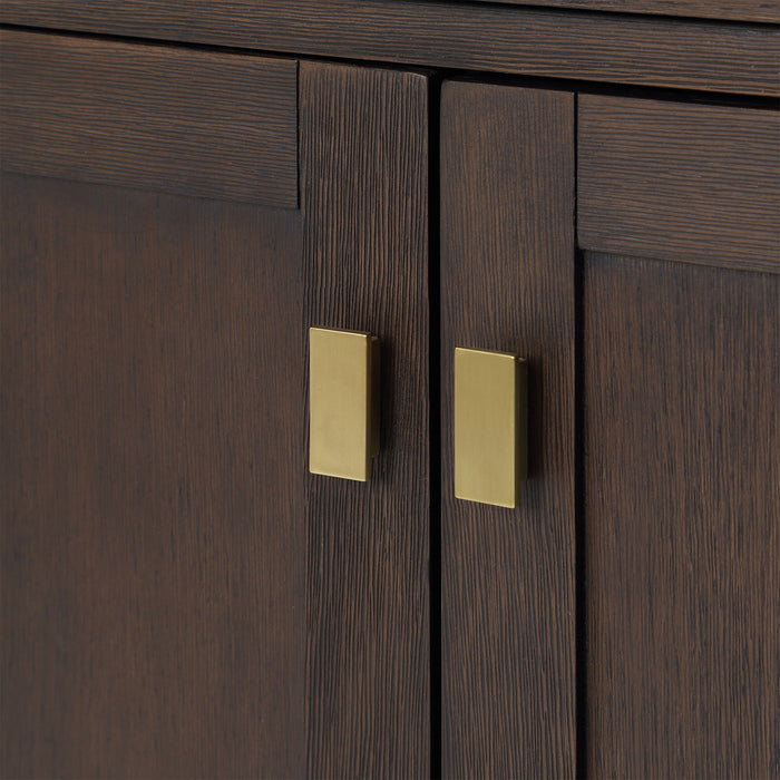 Nacre 48 Inch Brown Oak Bathroom Vanity with White Marble Countertop & Gold Faucet