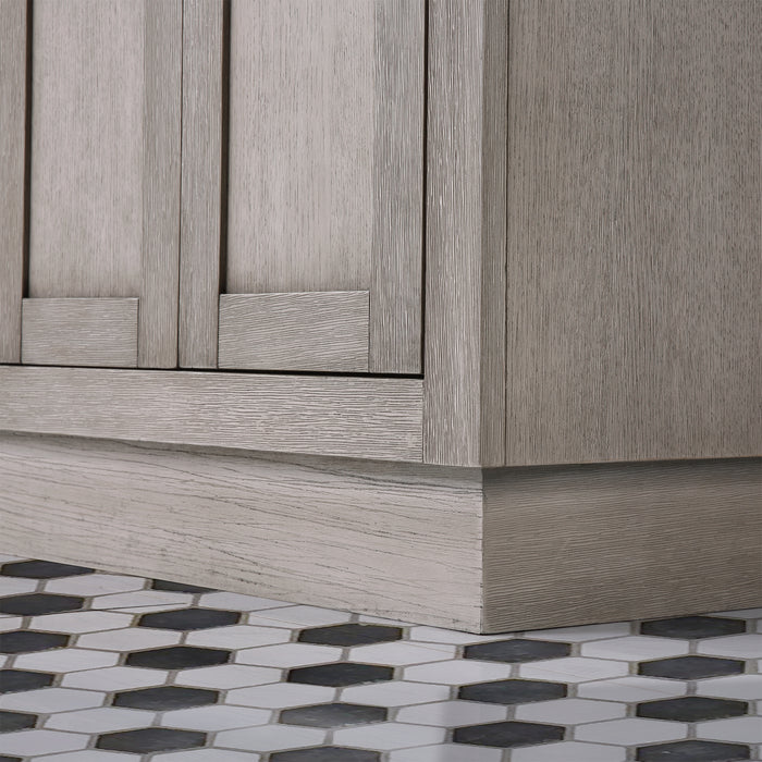 60 Inch Grey Oak Odessa Double Sink Vanity with Carrara White Marble Top and Rectangle Mirrors