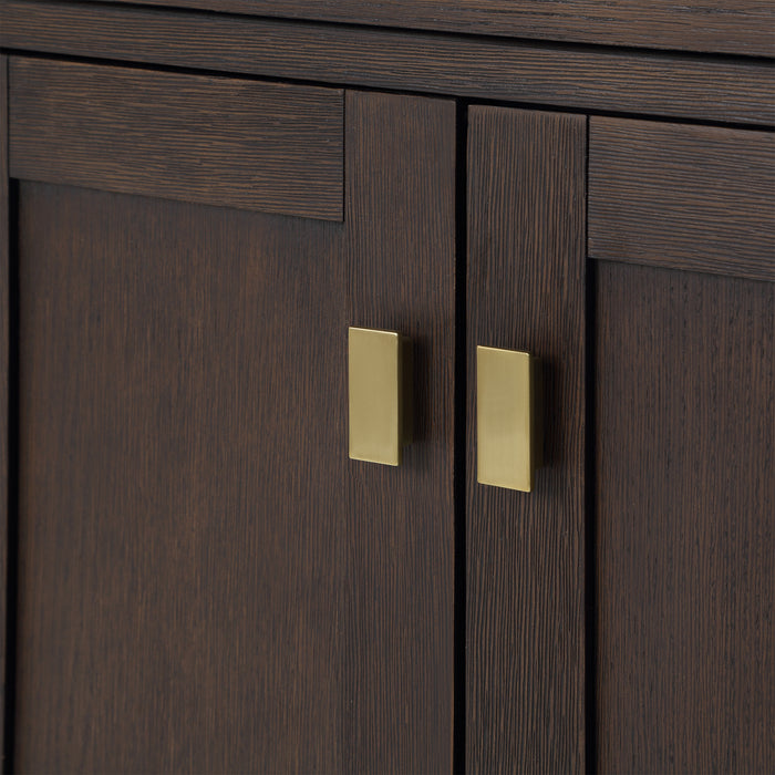 60" Solid Wood Olive Double Vanity - Carrara Marble Top Brown Oak Finish with Gooseneck Faucets & Mirrors