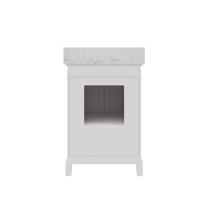 24 Inch Paragon Carrara White Marble Single Sink Vanity in Pure White with Chrome Classic Faucet