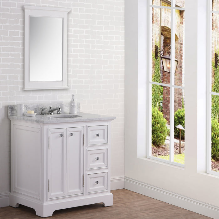 36 Inch Poise Carrara White Marble Vanity Freestanding with Undermount Sink
