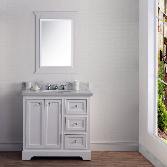 36 Inch Poise Carrara White Marble Vanity Freestanding with Undermount Sink