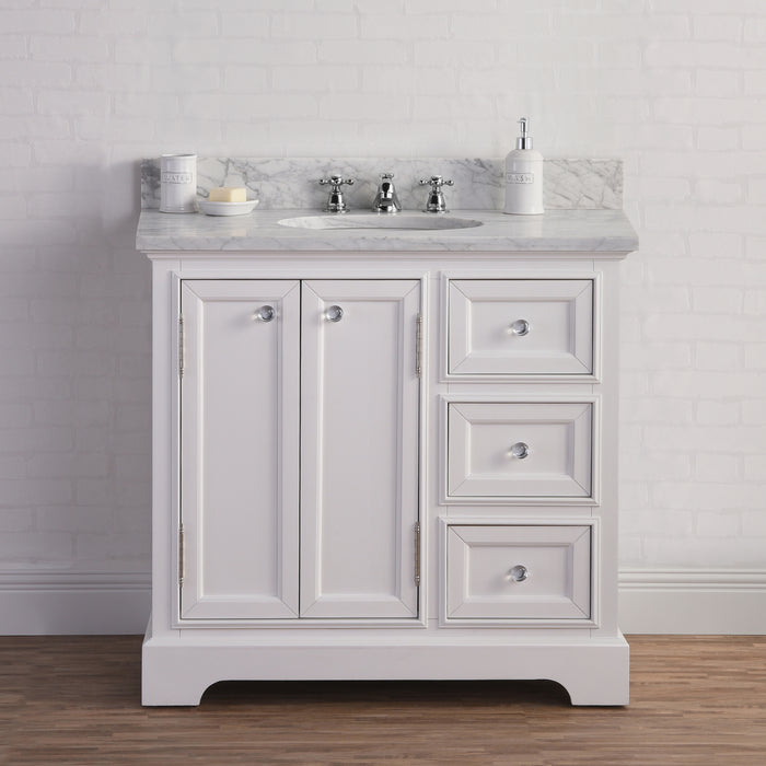 36 Inch Poise Carrara White Marble Vanity Freestanding with Undermount Sink