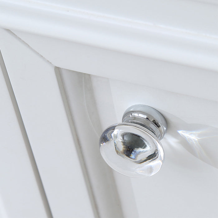 48" Quercus Pure White Marble Top Single Sink Vanity with Soft-Close Drawers and Chrome Faucet