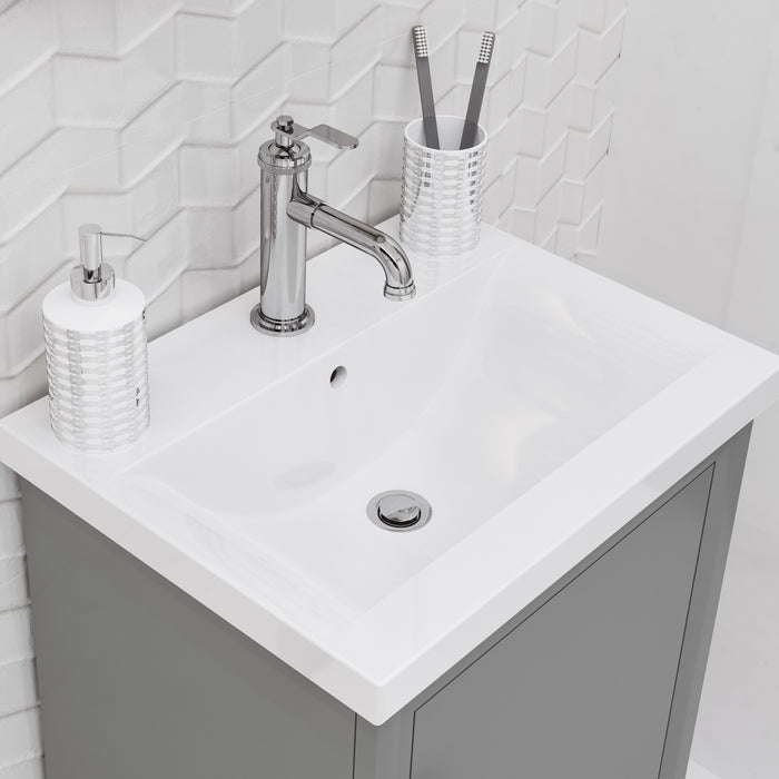 20 Inch Echoes Cashmere Grey Bathroom Vanity Ceramic Integrated Sink Modern Hardware