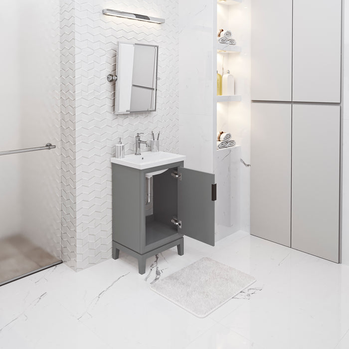 20 Inch Echoes Cashmere Grey Bathroom Vanity Ceramic Integrated Sink Modern Hardware