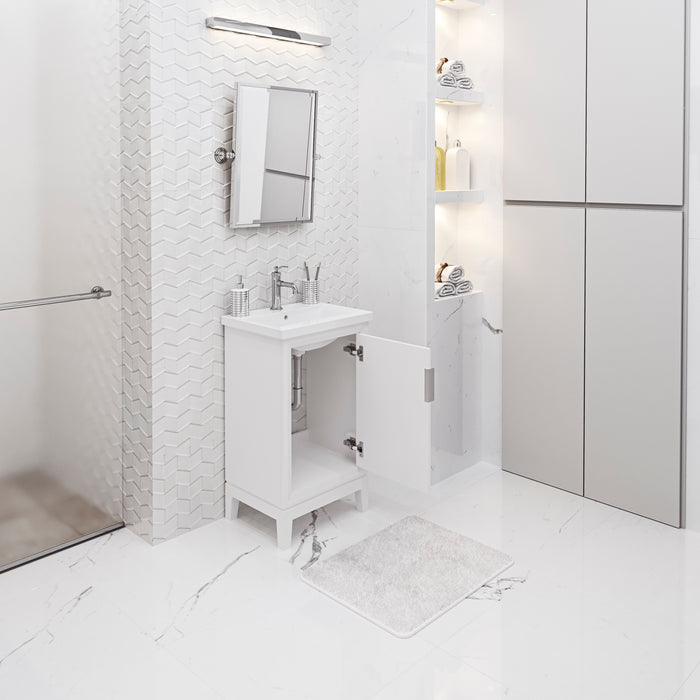 20 Inch Ceramic Emanate Bath Vanity with Integrated Sink in Pure White