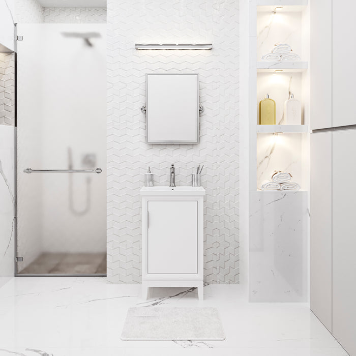 20 Inch Ceramic Emanate Bath Vanity with Integrated Sink in Pure White