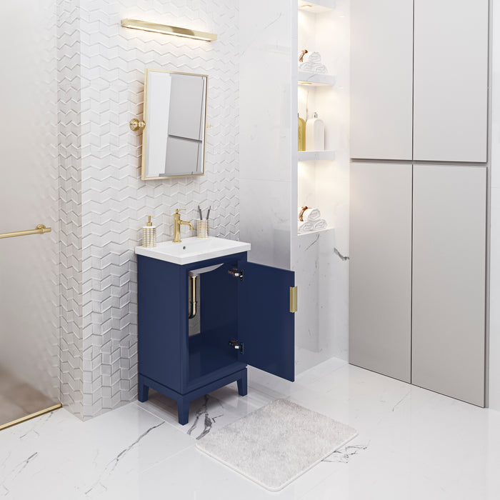 20" Ceramic Single Sink Vanity Eglantine Monarch Blue with Soft Close Door