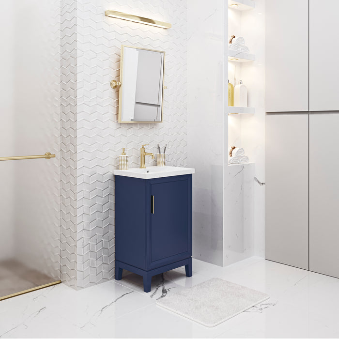 20" Ceramic Single Sink Vanity Eglantine Monarch Blue with Soft Close Door