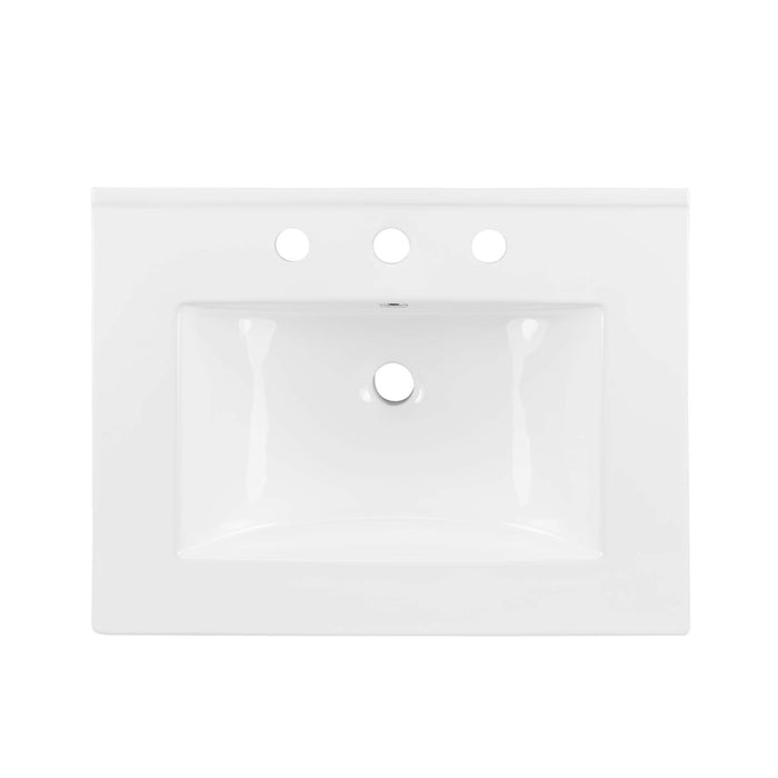 24 Inch Rectangular Demi Bathroom Sink by Modway – Compact Ceramic Vessel with Clean Edges