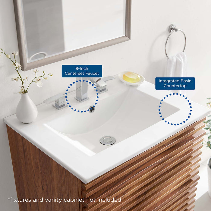 24 Inch Rectangular Demi Bathroom Sink by Modway – Compact Ceramic Vessel with Clean Edges