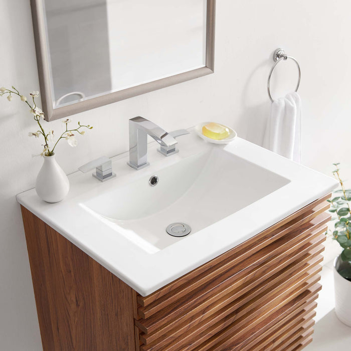 24 Inch Rectangular Demi Bathroom Sink by Modway – Compact Ceramic Vessel with Clean Edges