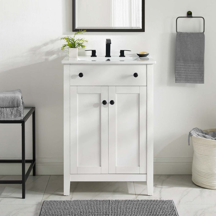 24 Inch Althorn Bathroom Vanity Cabinet Wood MDF White Finish Cabinet Only Sink Not Included