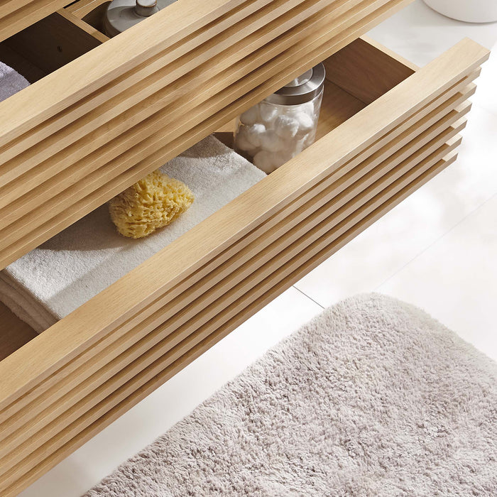36-Inch Pyxis Wall-Hung Vanity Cabinet – Sleek Modern Wood Design, Basin Sold Separately