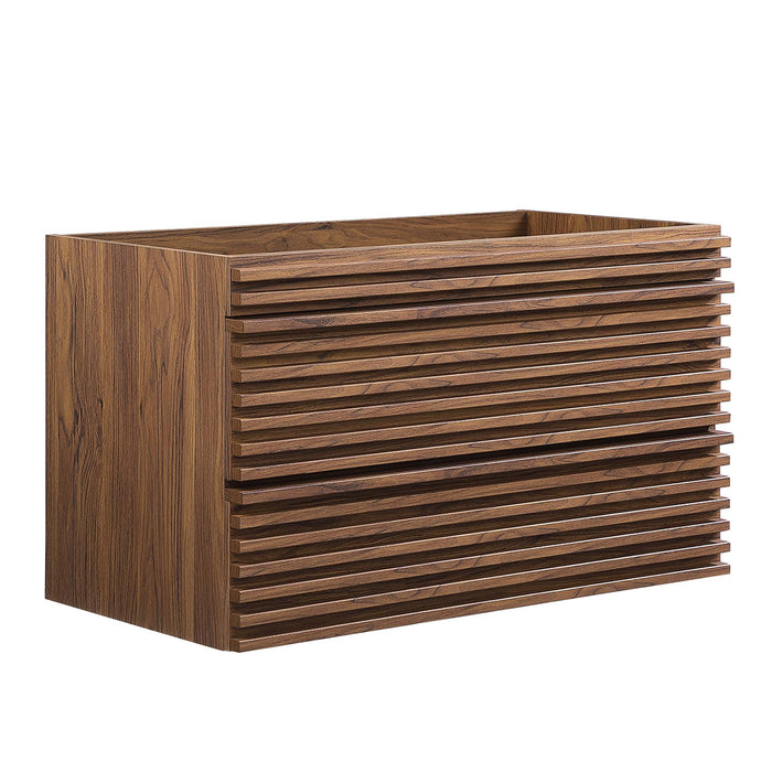 36-Inch Cygnus Wall-Hung Vanity Cabinet – Wood Look, Sink Not Included