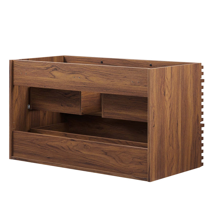 36-Inch Cygnus Wall-Hung Vanity Cabinet – Wood Look, Sink Not Included