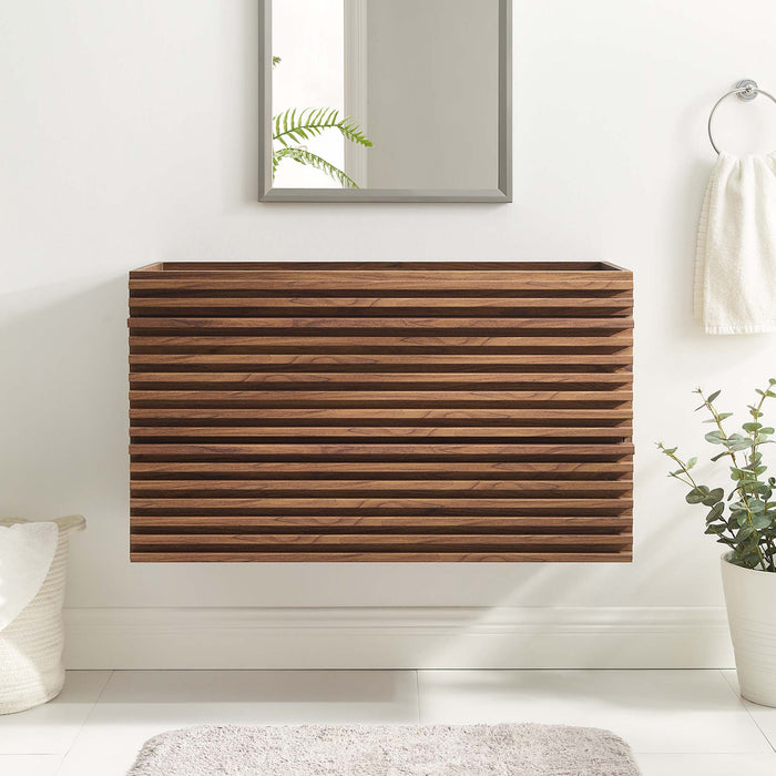 36-Inch Cygnus Wall-Hung Vanity Cabinet – Wood Look, Sink Not Included