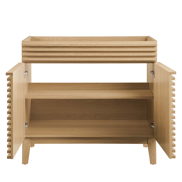 36-Inch Lucia Walnut Bathroom Vanity Cabinet – Slatted Front