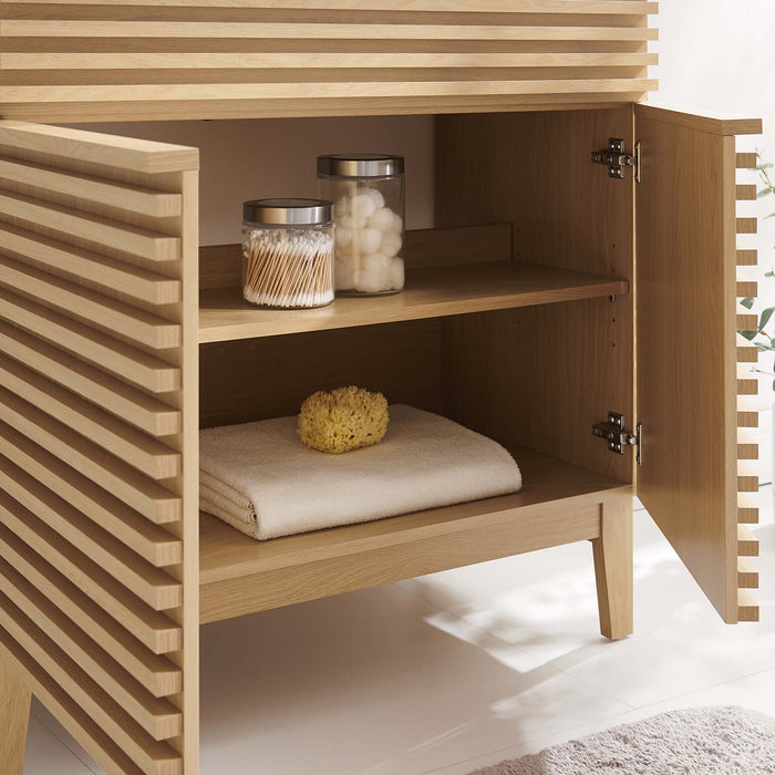 36-Inch Lucia Walnut Bathroom Vanity Cabinet – Slatted Front
