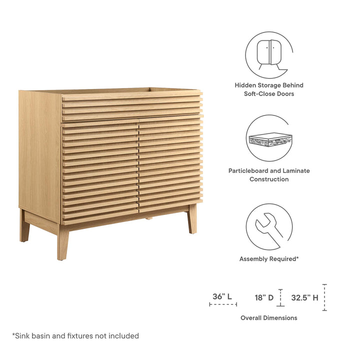 36-Inch Lucia Walnut Bathroom Vanity Cabinet – Slatted Front