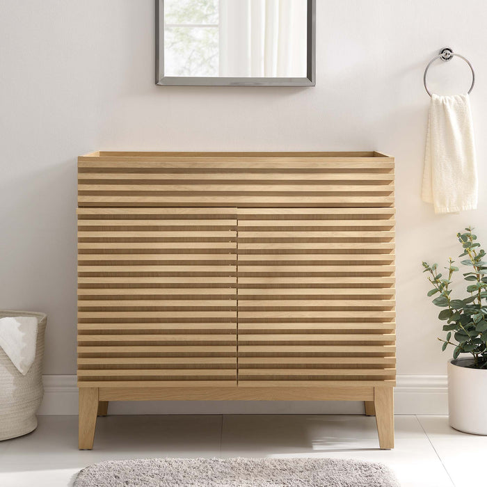 36-Inch Lucia Walnut Bathroom Vanity Cabinet – Slatted Front