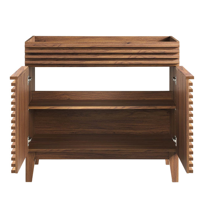 36 Inch Azzera Bathroom Vanity Cabinet – Freestanding with Wood Texture & Storage Shelf