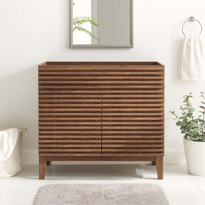 36 Inch Azzera Bathroom Vanity Cabinet – Freestanding with Wood Texture & Storage Shelf